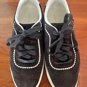 Cole Haan dark chocolate brown Suede Lace-Up Sneakers with White Trim
